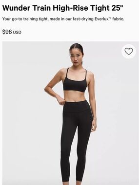 lululemon athletica Black Wunder Train High-Rise Tight 25". Size. 4